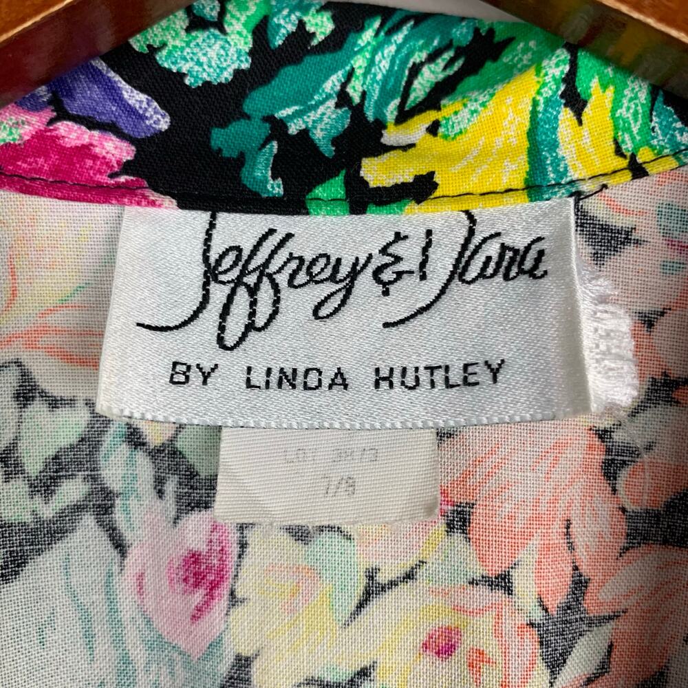 Vintage Jeffrey & Dara by Linda Hutley Dress Floral Fit & Flare Midi Women's 7 9 - Picture 8 of 9